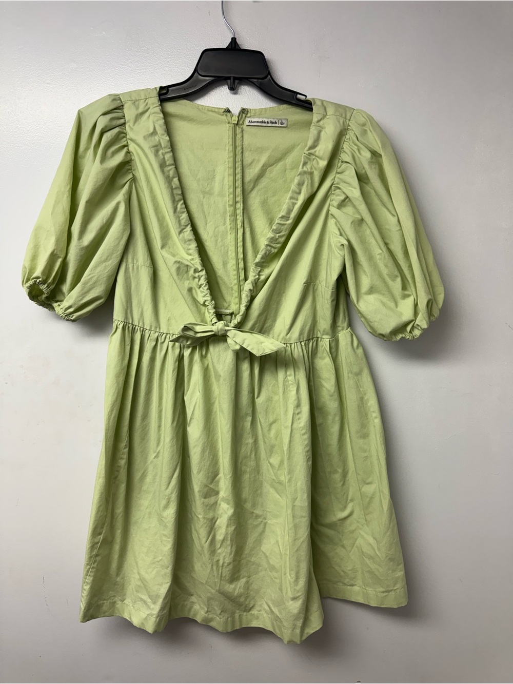 Abercrombie Fitch Puff Sleeve Mini Dress Large Green Babydoll Cottagecore B4 - Picture 6 of 13